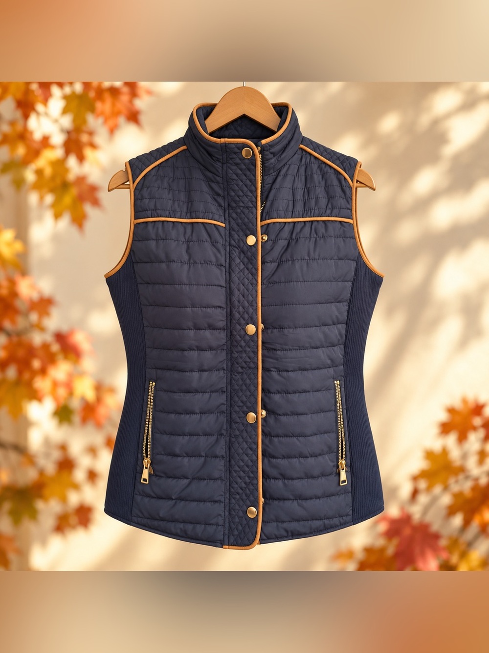 Charlie Paige Navy Quilted Vest Size S/P